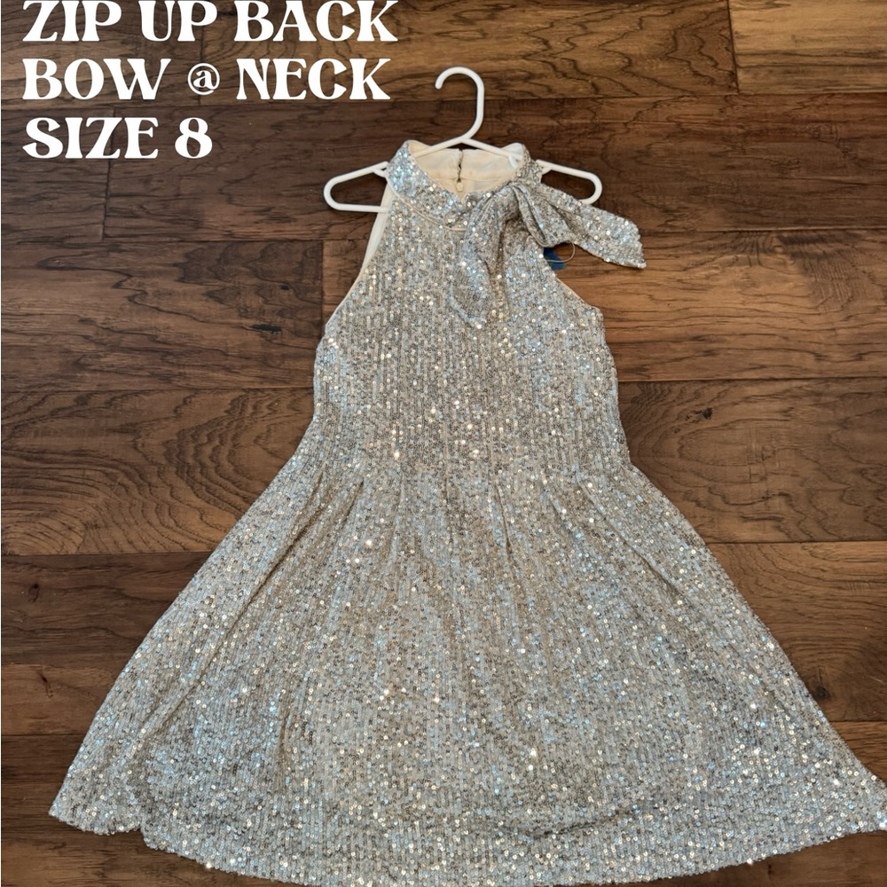 Sparkling Silver Sequin Kids Dress